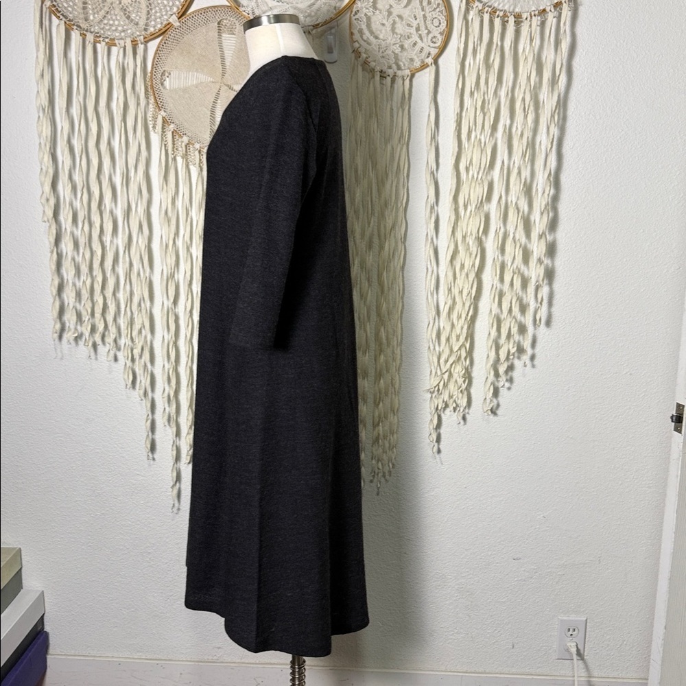 Eileen Fisher Wool Charcoal Gray Quarter Sleeve Midi Length Dress M - Picture 3 of 10